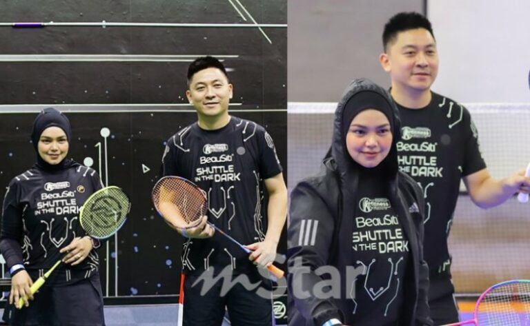 Macam pro! Siti Nurhaliza tunjuk skil main badminton dengan jaguh negara, Tan Boon Heong… Jadikan sukan cara lepas tekanan